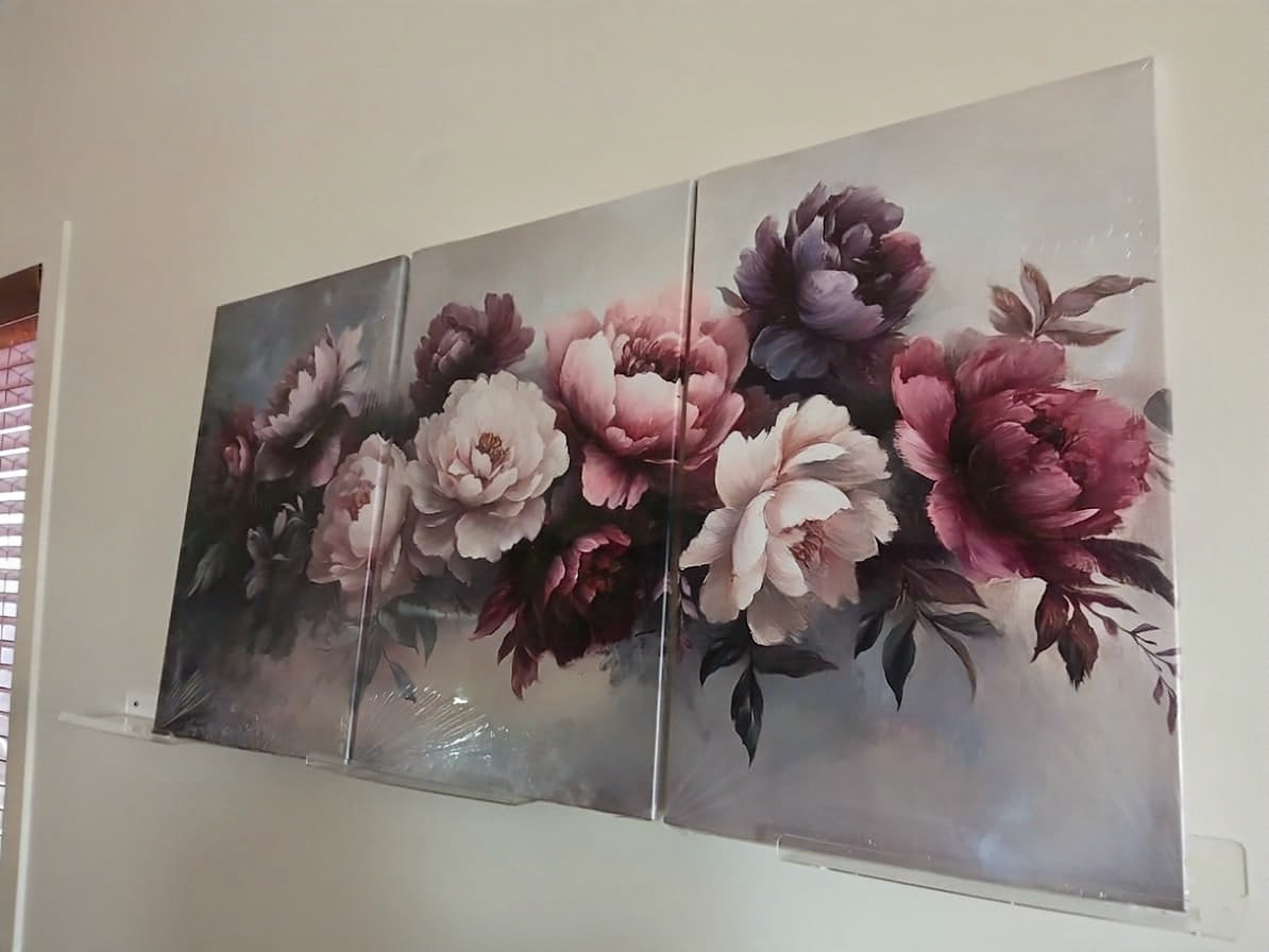 Purple Peony Floral Canvas Prints Wall Art Set