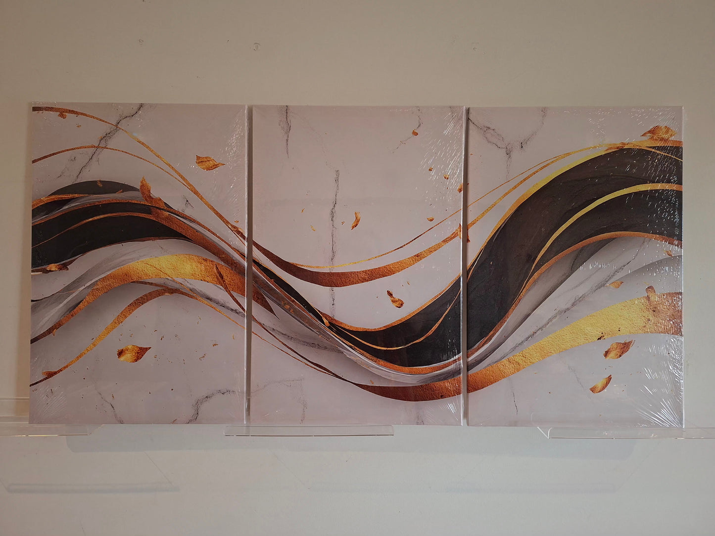Gold Marble Wave Abstract Canvas Wall Art Set