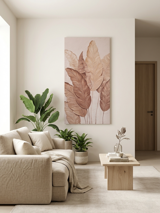 Neutral Botanical Leaf Canvas Print Wall Art