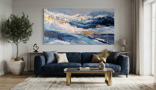 Hand-Painted Ocean Abstract Canvas Wall Art – Blue Sea View Modern Beach Décor