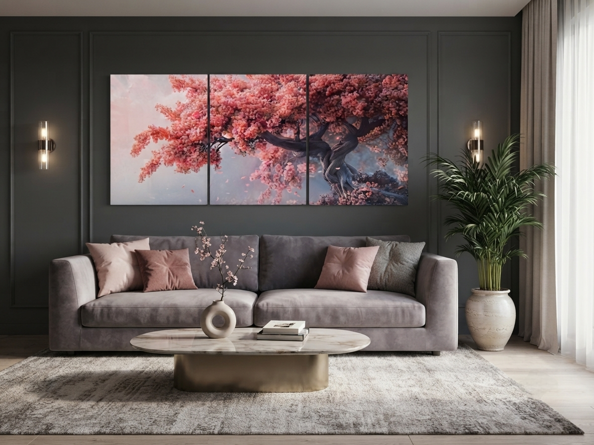 Cherry Blossom Tree Wall Art Set