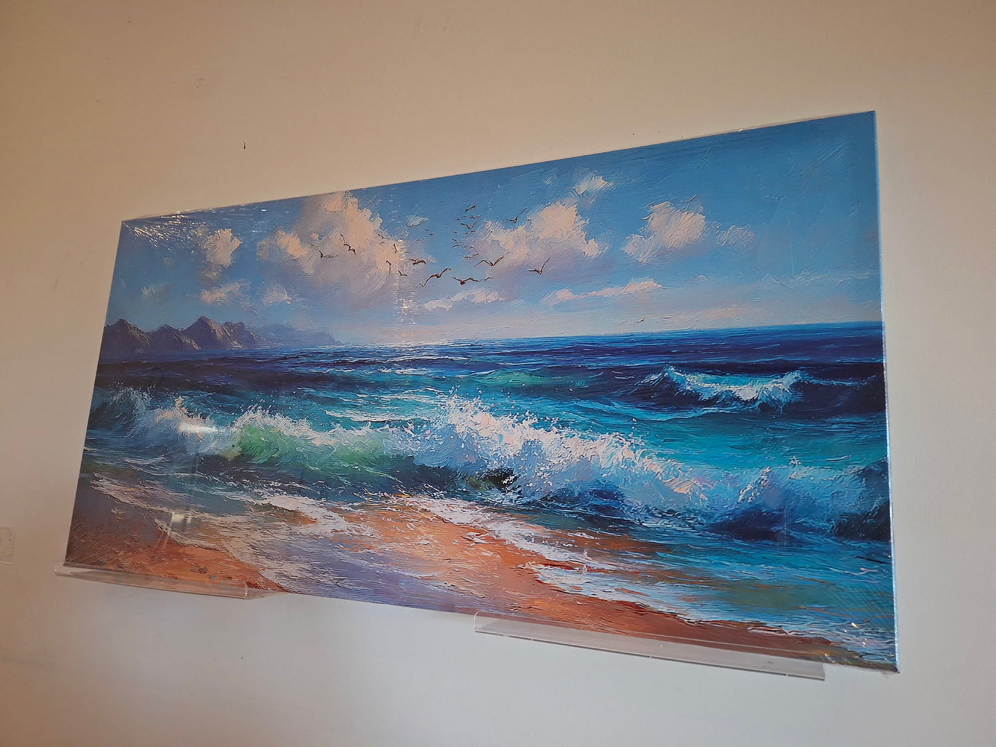 Ocean Waves & Birds Canvas Wall Art – Coastal Abstract Décor