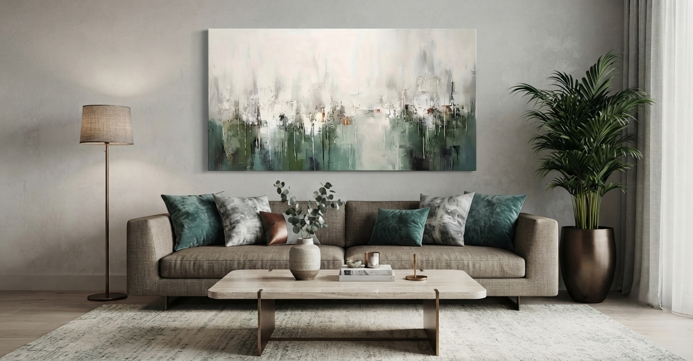 Hand-Painted Luxury Abstract Oil Painting – Nordic Bohemian Textured Statement Wall Art