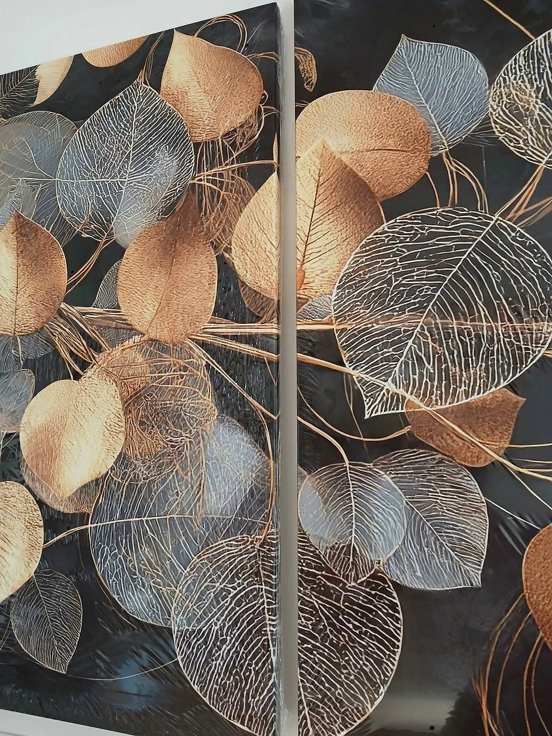 Golden Leaf Modern Abstract Canvas Wall Art