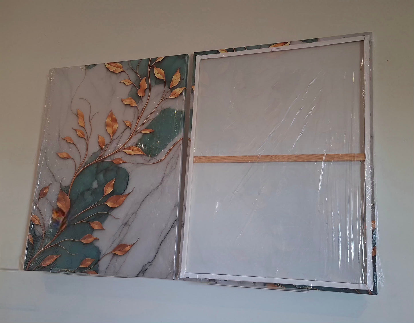 Green Marble & Gold Abstract Wall Art – Modern Minimalist Canvas Décor