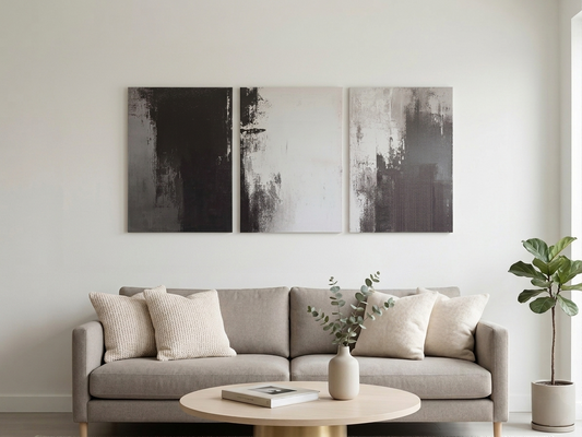 Black and White Abstract Canvas Wall Art Set