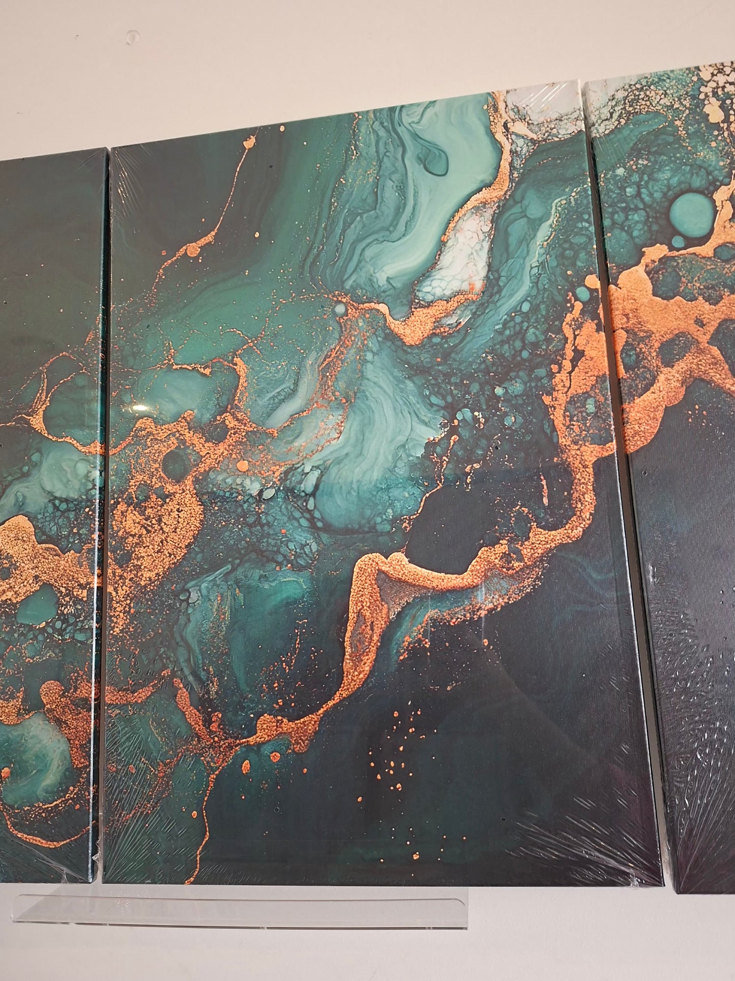 Green Fluid Abstract Canvas Wall Art Set