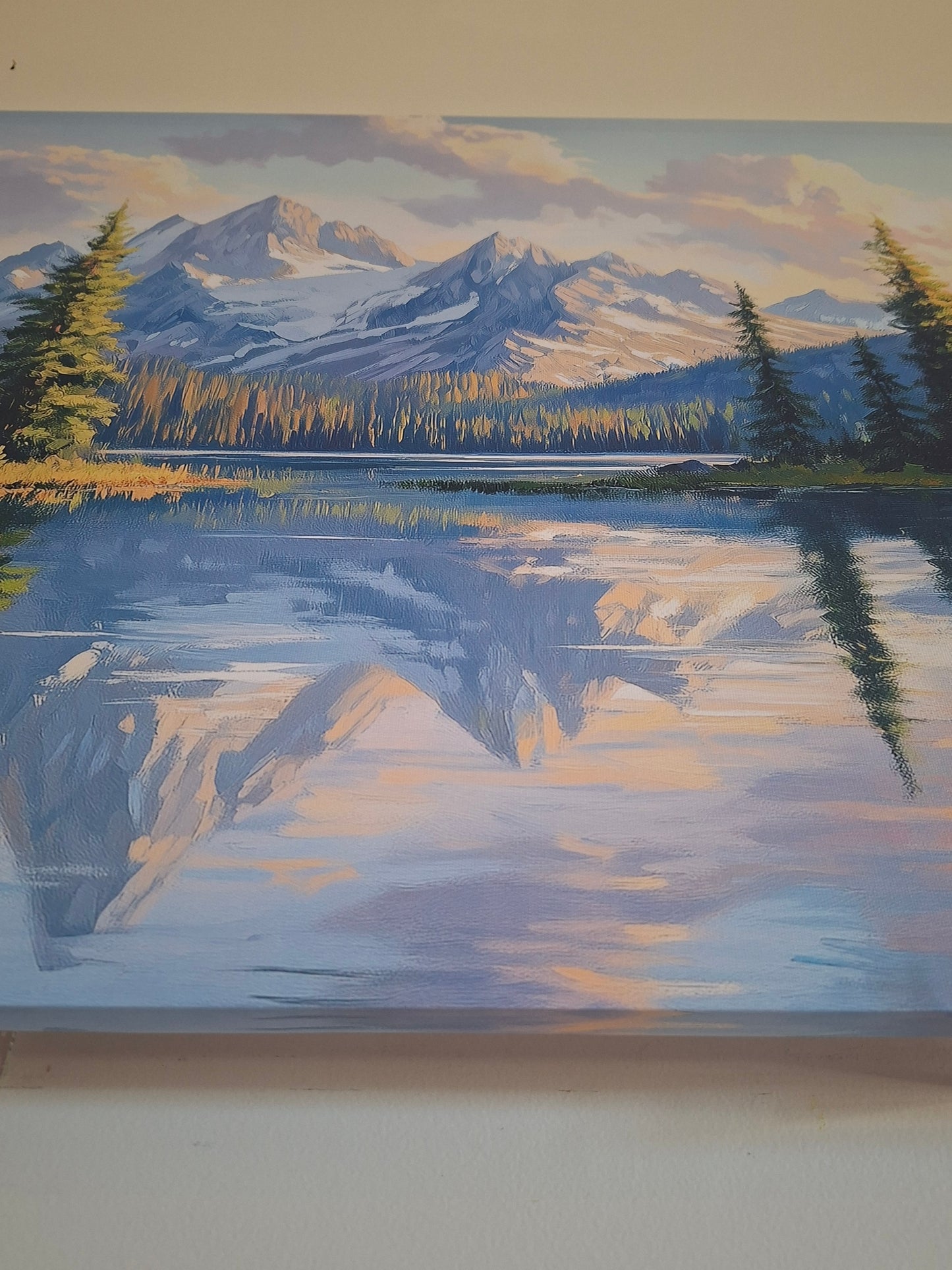 Serene Lake & Mountain Landscape Canvas Wall Art – Nature Scenery