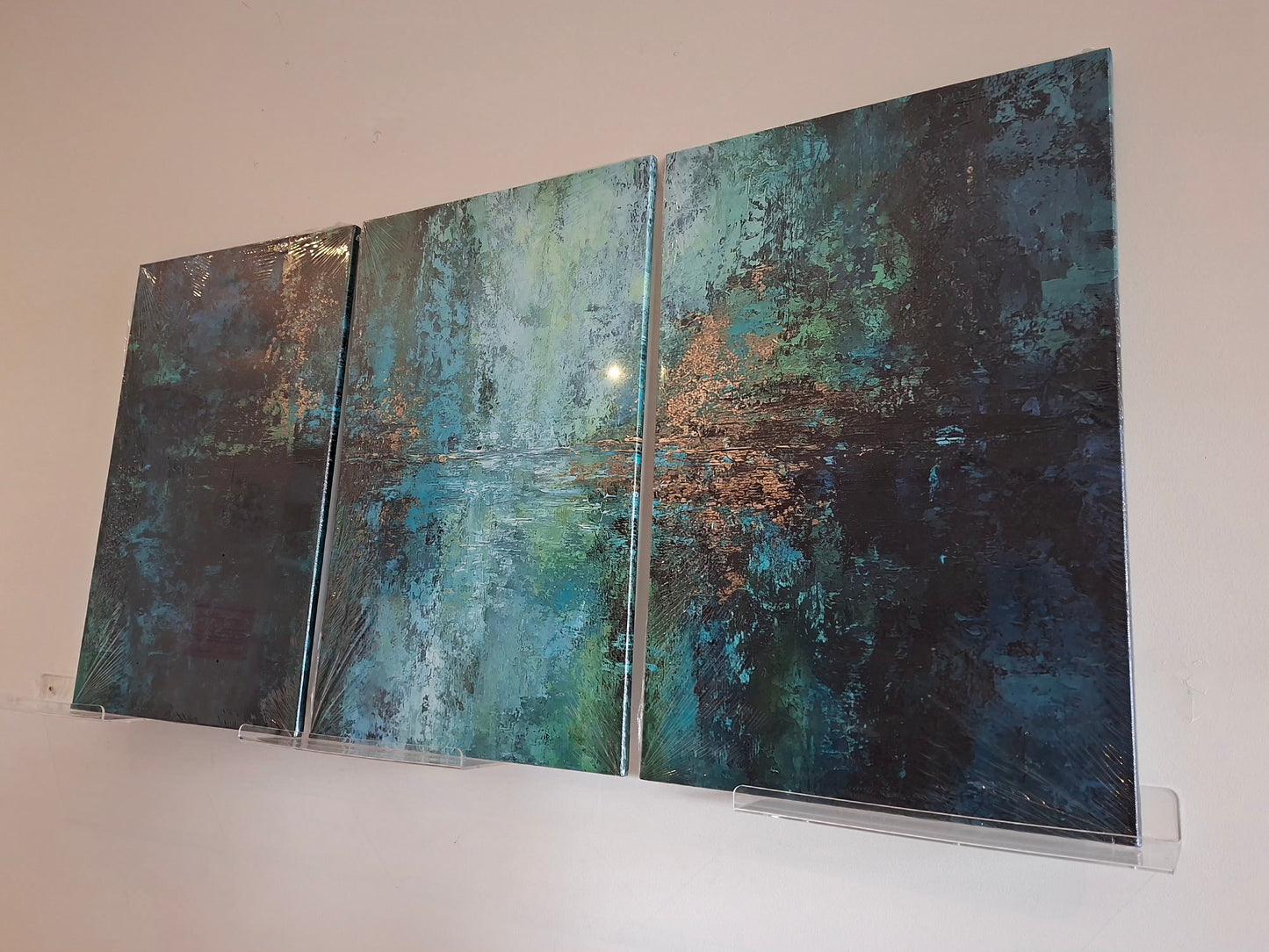 Teal Abstract Canvas Wall Art Set – Moody Textured Modern Décor