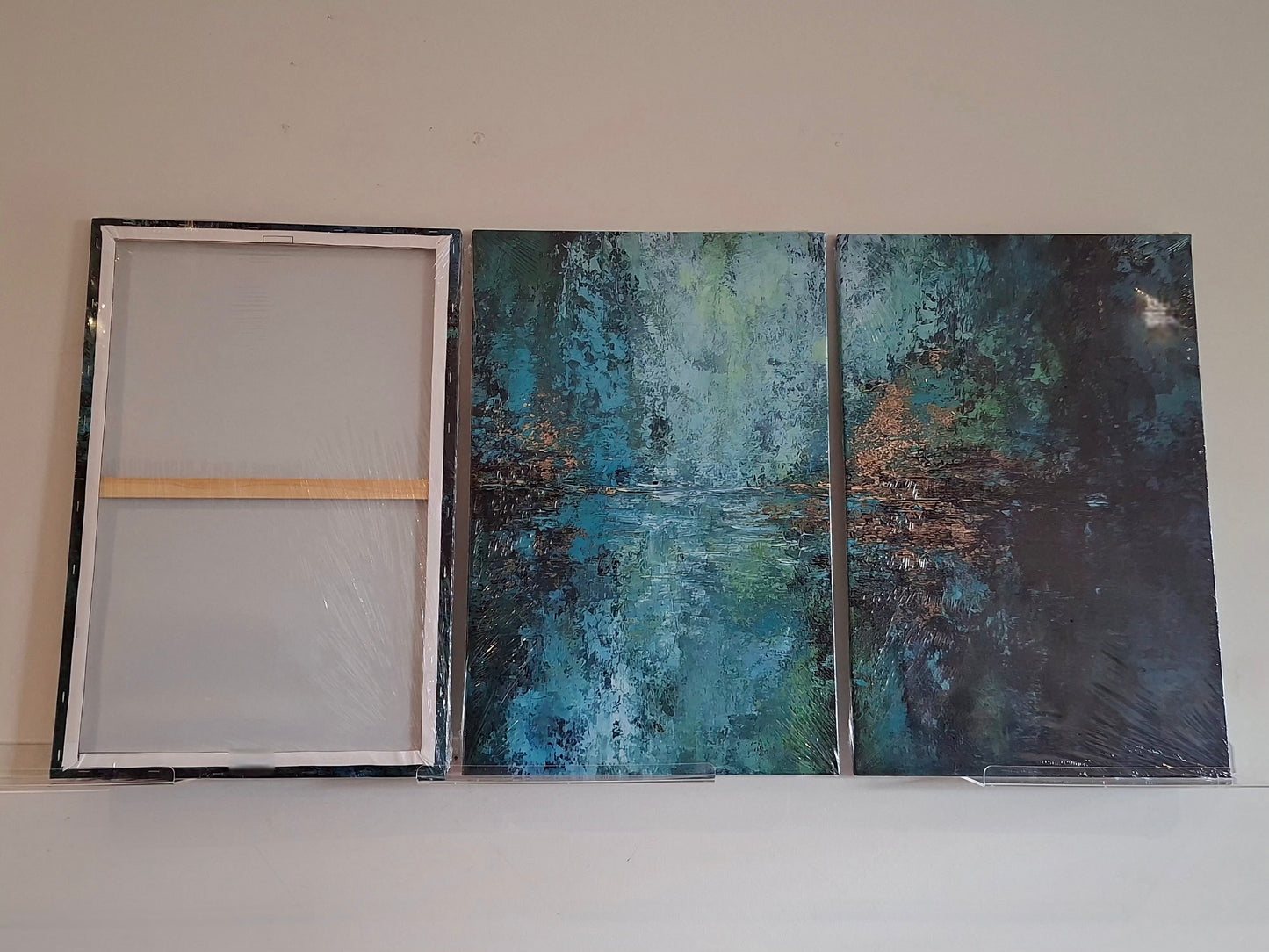 Teal Abstract Canvas Wall Art Set – Moody Textured Modern Décor