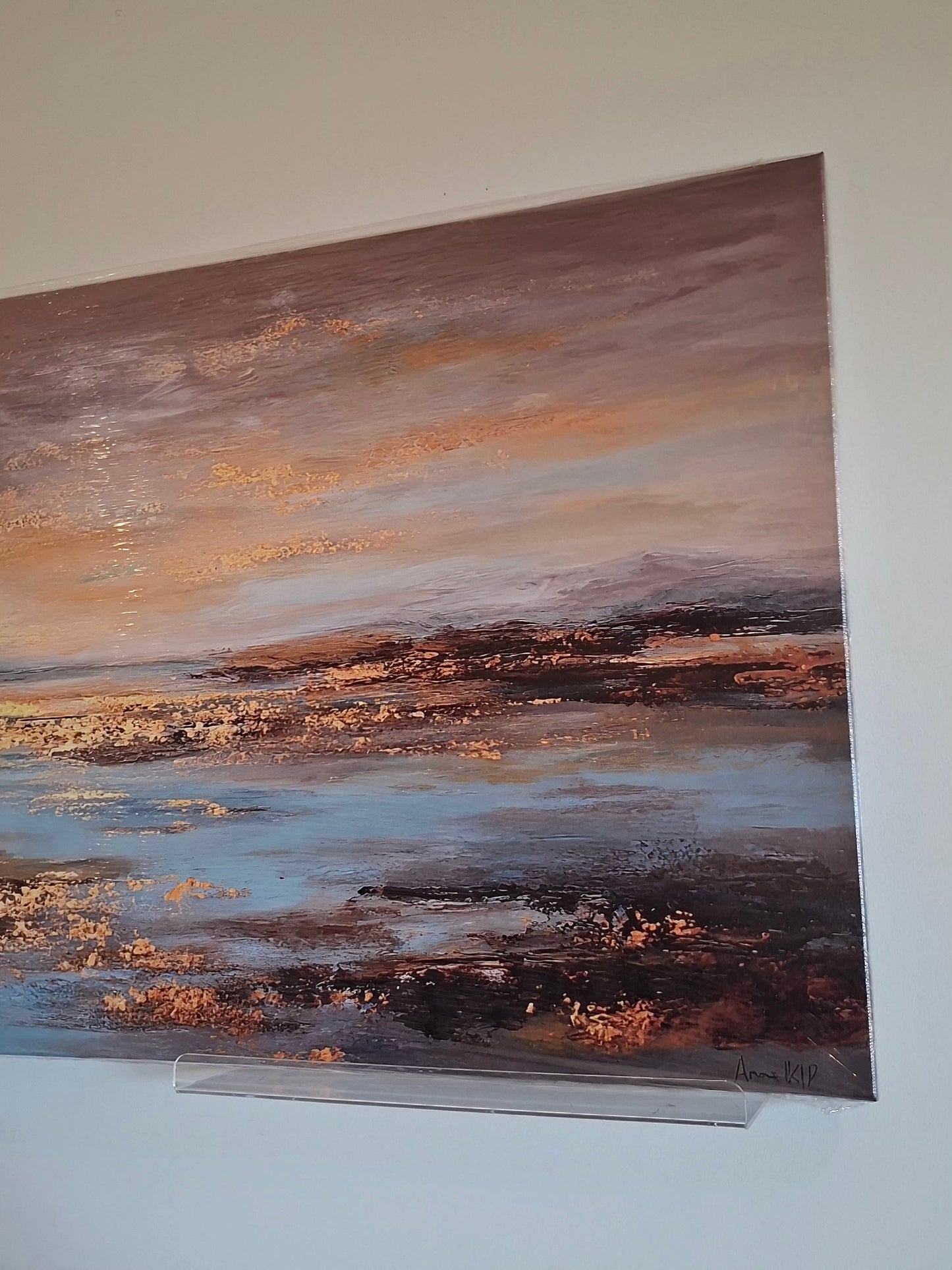 Golden Sky & Misty Lake Canvas Wall Art – Abstract Landscape Décor