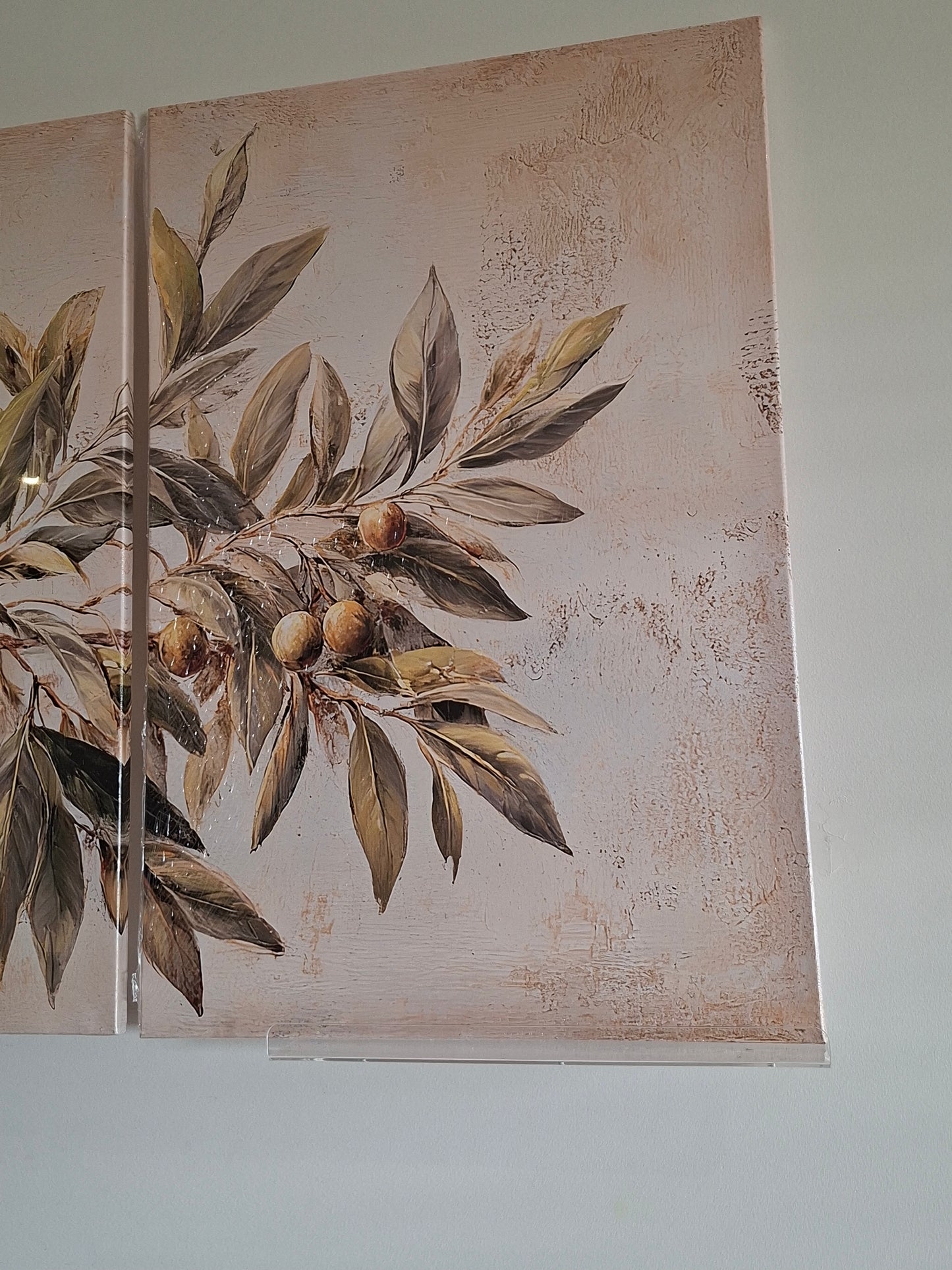 Rustic Olive Branch Canvas Wall Art Set