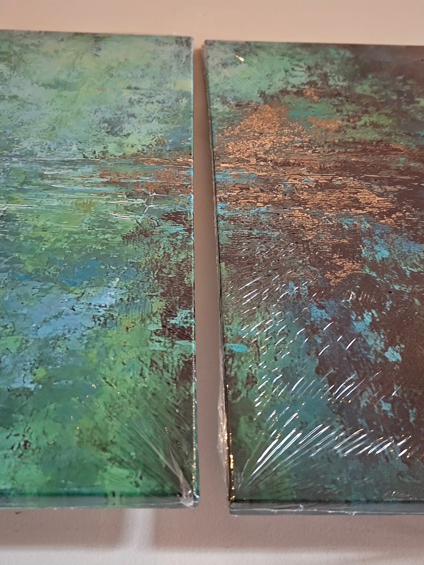 Teal Abstract Canvas Wall Art Set – Moody Textured Modern Décor