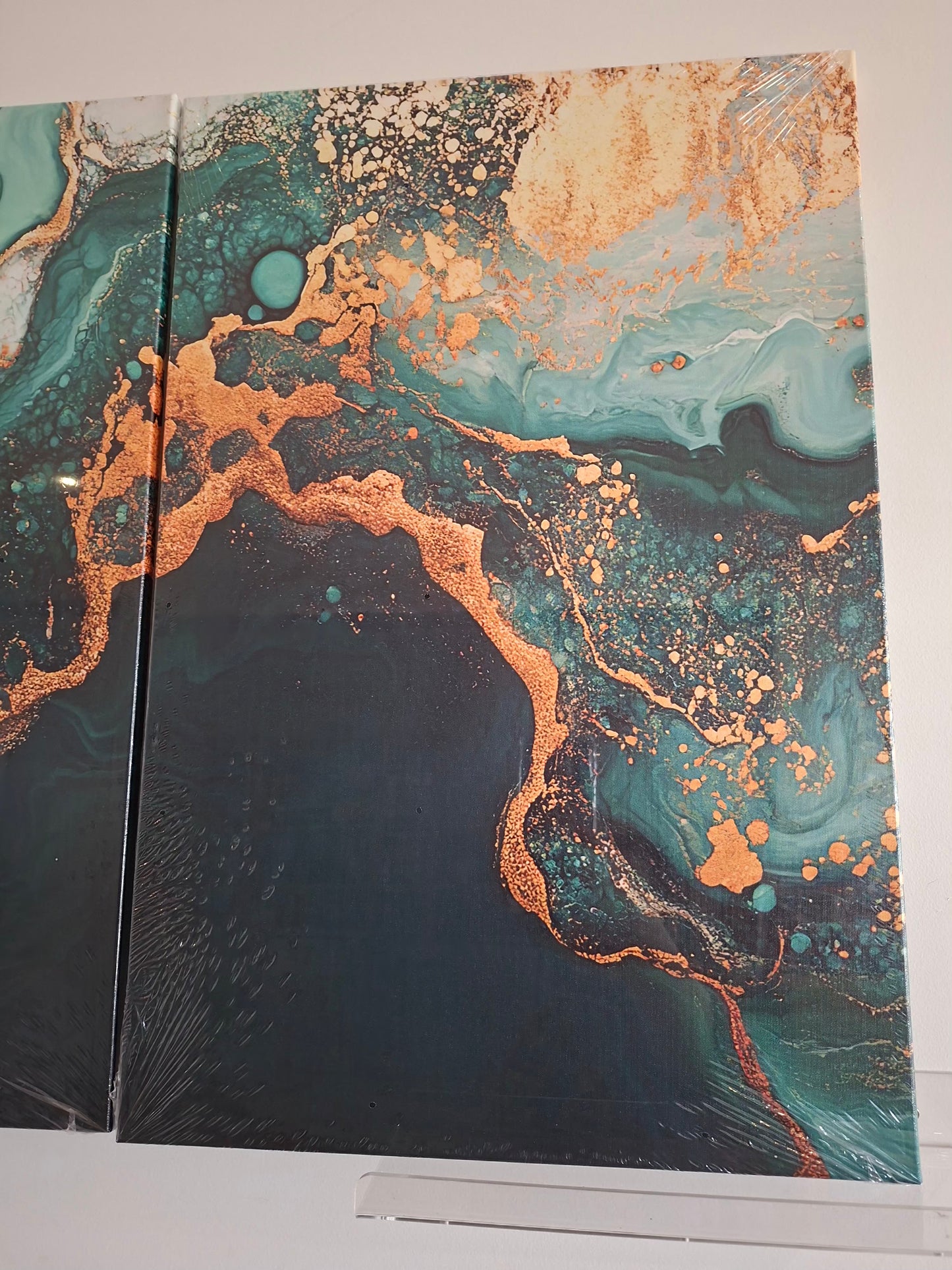 Green Fluid Abstract Canvas Wall Art Set