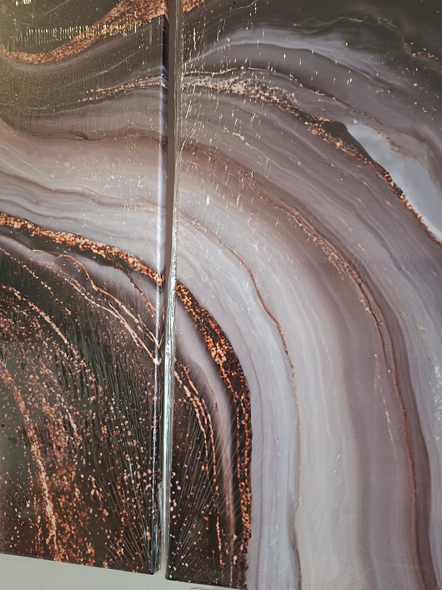 Golden Abstract Wall Art – Luxury Flowing Line Canvas Set