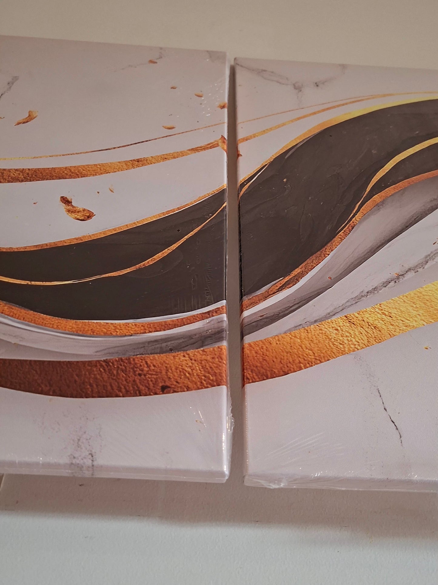 Gold Marble Wave Abstract Canvas Wall Art Set