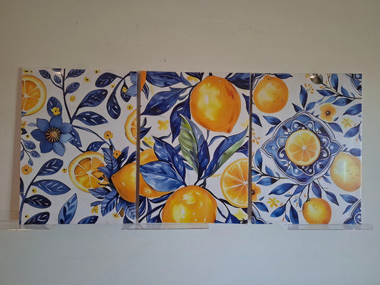 Mediterranean Lemon Canvas Wall Art Set