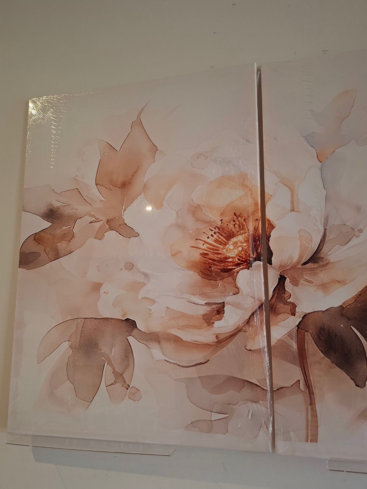 White Peony Floral Canvas Wall Art Set