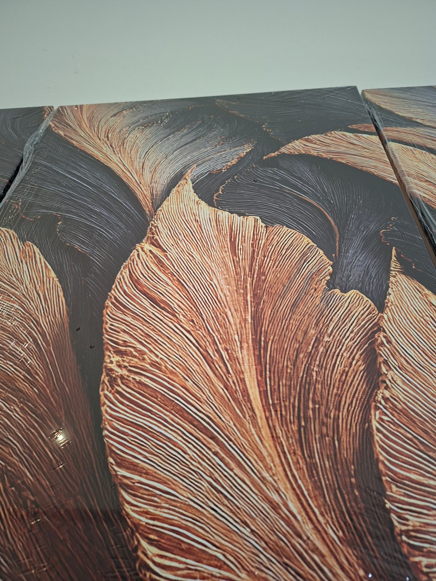 Gilded Feather Canvas Print – Dark Gold Metallic Modern Vintage Wall Art