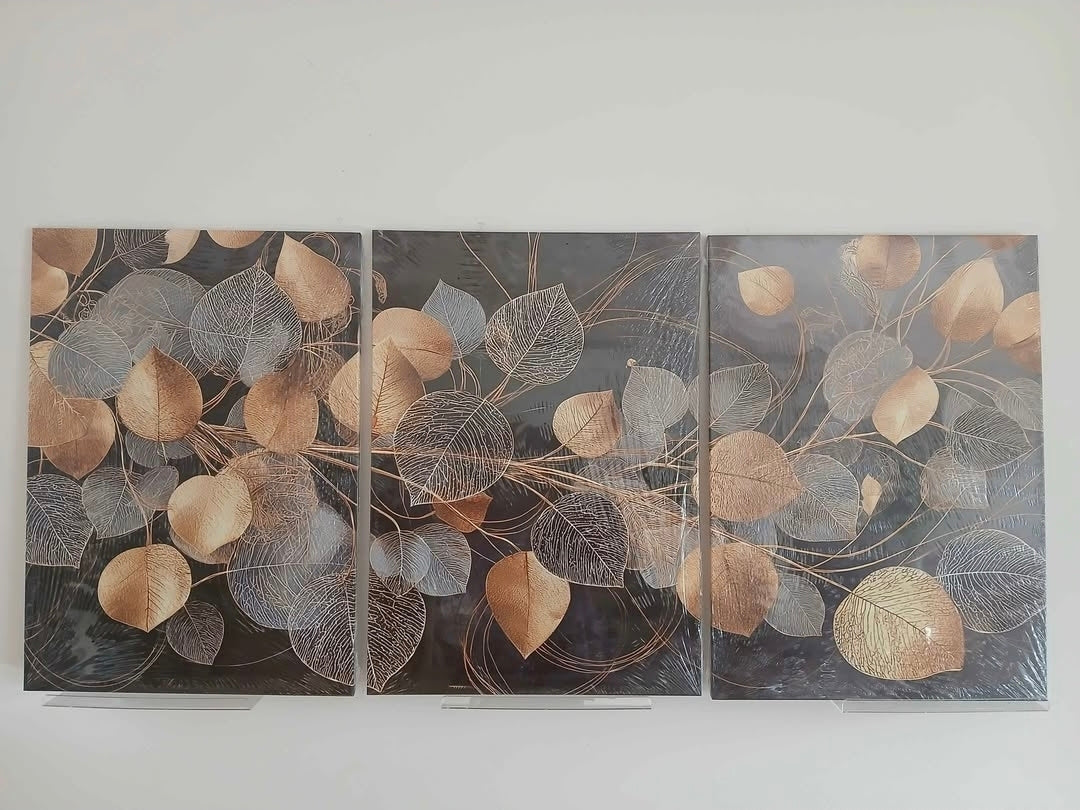 Golden Leaf Modern Abstract Canvas Wall Art