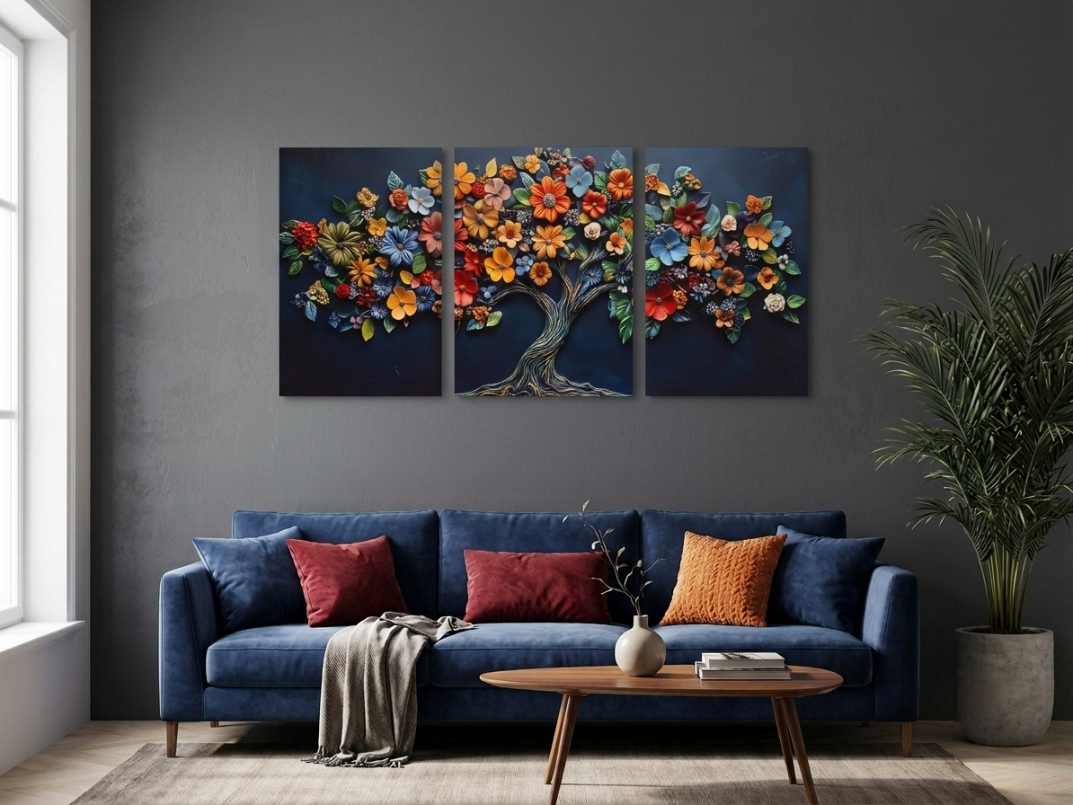 Vibrant Floral Canvas Print Wall Art Set