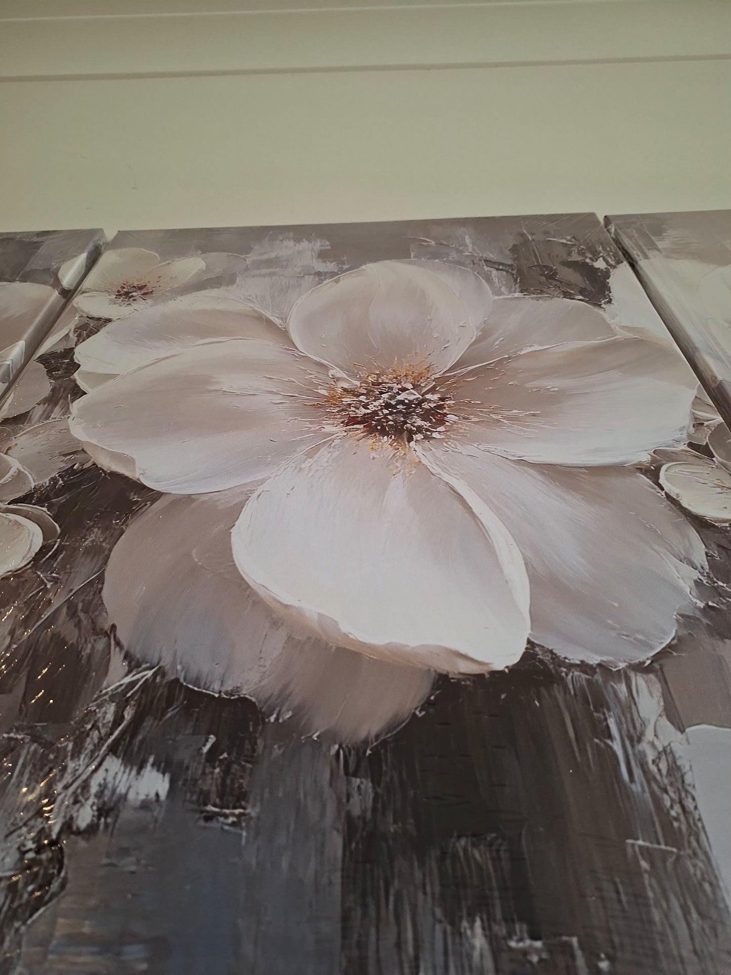Contemporary White Floral Canvas Wall Art – Abstract Botanical Print