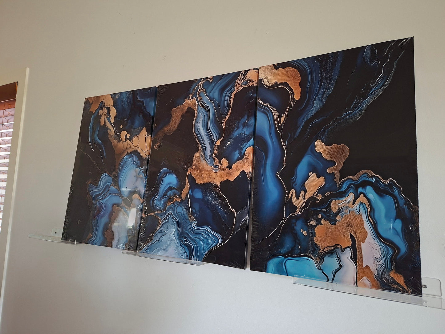 Navy Blue & Gold Marble Abstract Wall Art