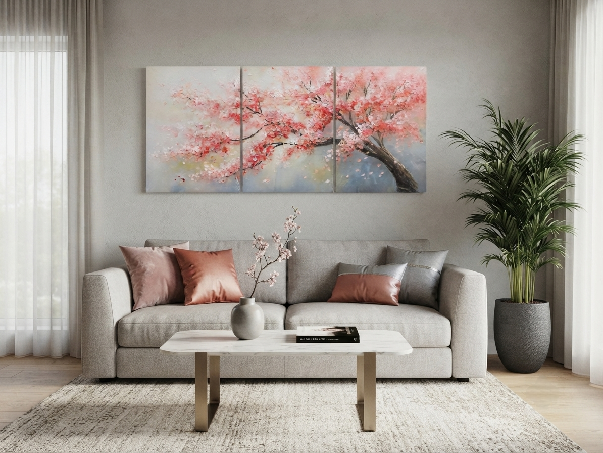 Romantic Spring Floral Cherry Blossom Wall Art Set